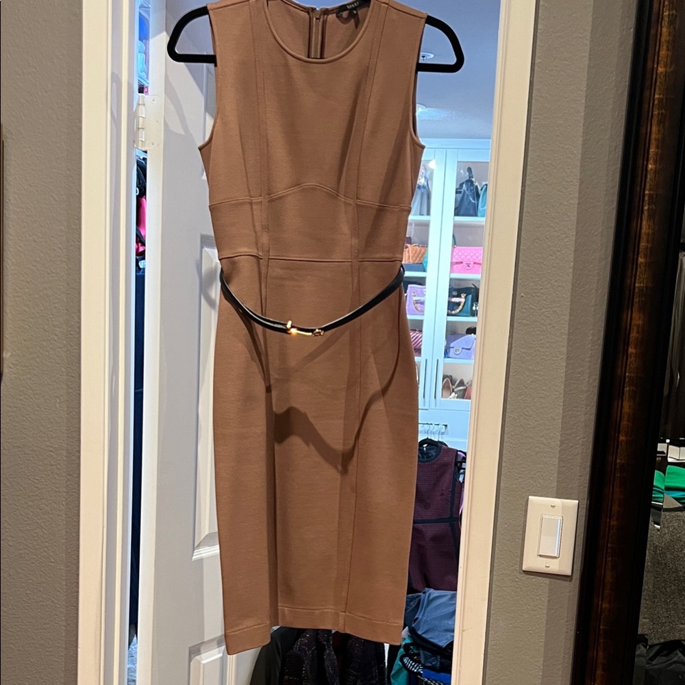 Gucci sleeveless knee length dress with black leather hotsebit belt size M
